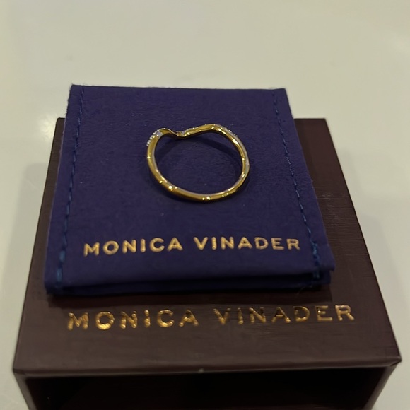 ❤️MONICA VINADER 18KT ROSE GOLD VERMEIL WAVE DIAMOND RING SIZE 5.75 BRAND NEW - Picture 4 of 4